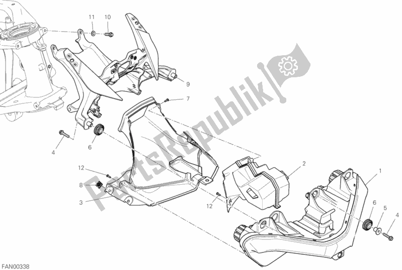 All parts for the Headlight of the Ducati Superbike Panigale V4 Thailand 1100 2019